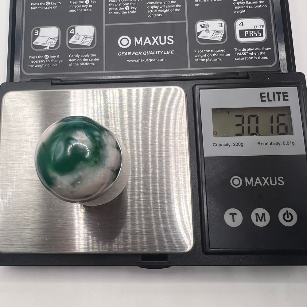 Green Flower Agate Crystal Sphere - Picture 11 of 11